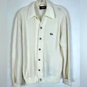 Vintage Lacoste Izod Cream White Cardigan Men’s Size M